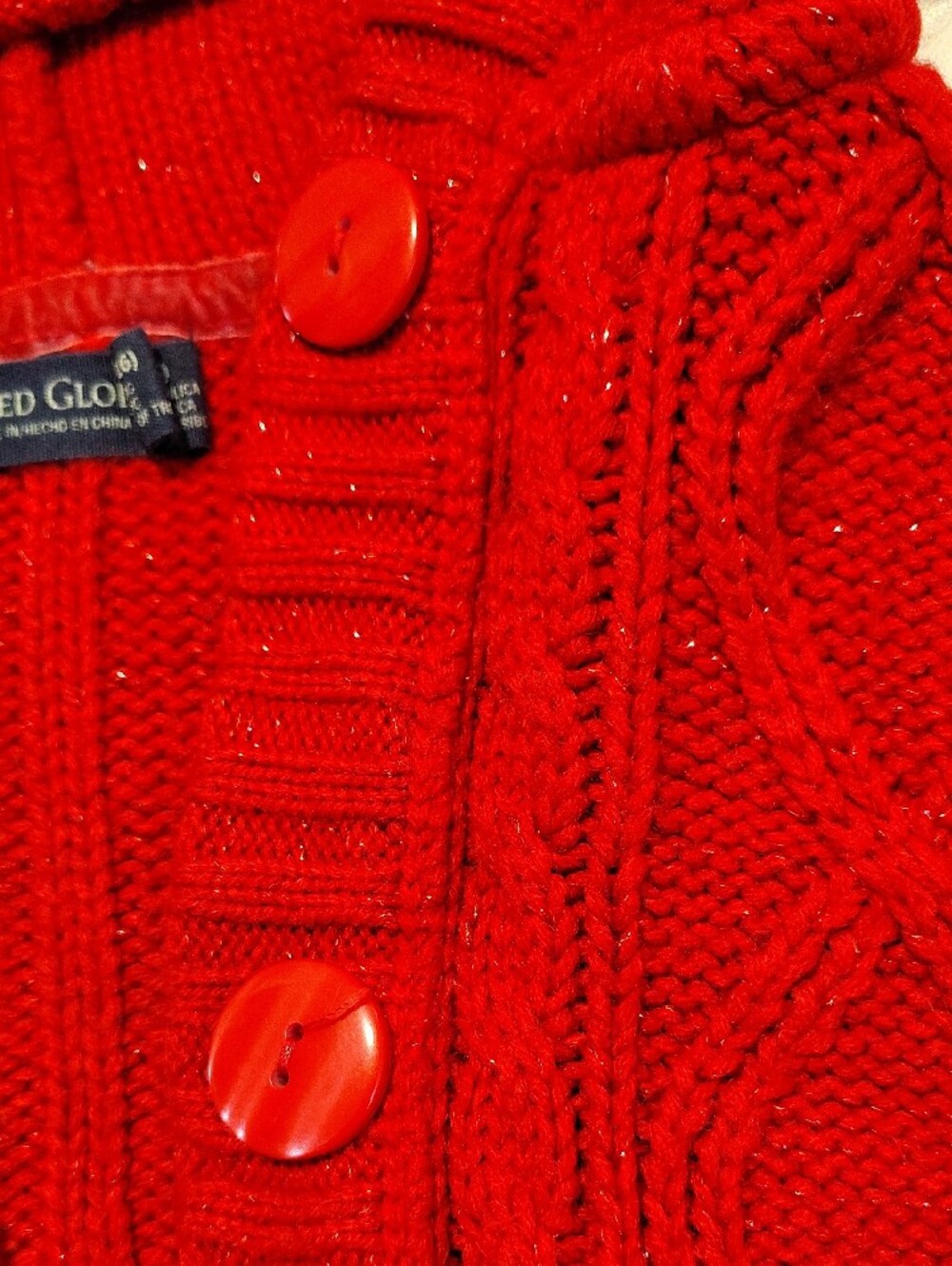 Faded Glory Red Hooded Cable-Knit Cardigan - Picture 3 of 6